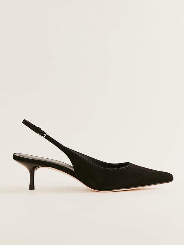 Wrenley Heeled Slingback - Black Suede